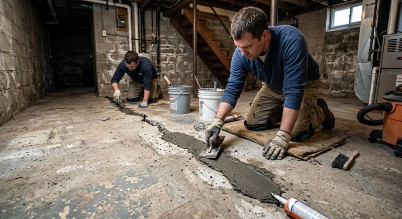 Cracked Basement Floor Repair in Somerville, MA
